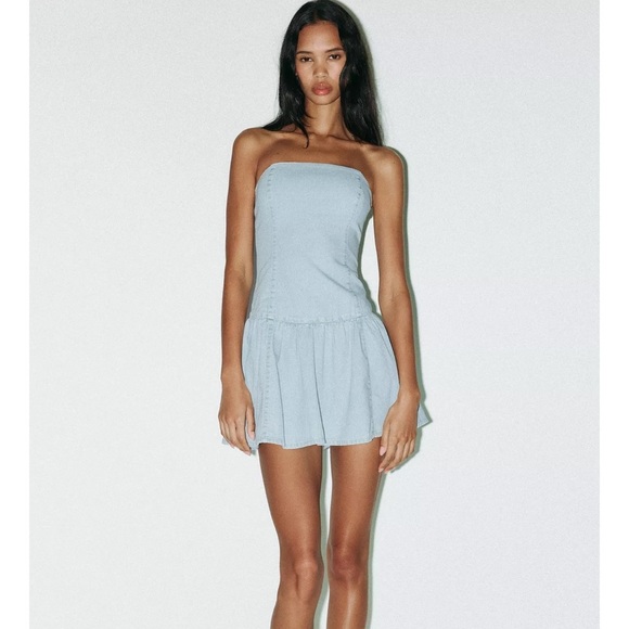 Zara Dresses & Skirts - Zara TRF Denim Bandeau Dress